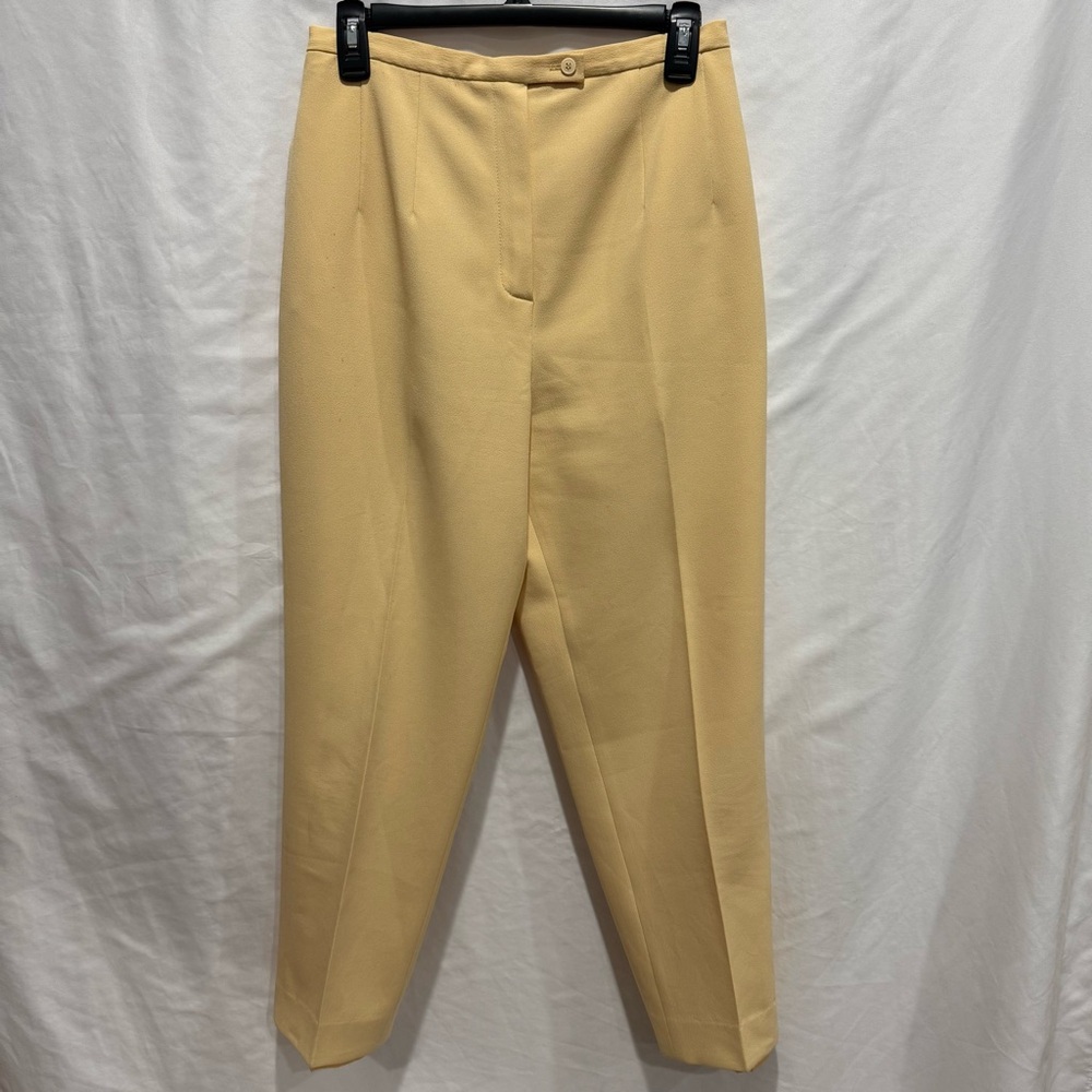 Harvé‎ Benard Petites 8P Pale Yellow Lined Trousers High Waist  Career Pant